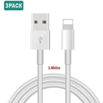 [Pack de 3]Câble chargeur USB Lightning pour iPhone/ iPad Air / iPad mini/ iPod  / Airpods 1m  - Rapide et résistant