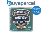 Hammerite 5084904 Direct to Rust Satin Finish Metal Paint Black 250ml HMMSFSB250