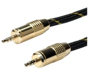 Roline 11.88.4289 Jack Audio Connection Cable [1X Jack 3.5 Mm - 1X Jack 3.5 Mm] 10.00 M Svart/Guld Skärmad