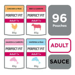 96 X 85g Perfect Fit Adult 1+ Wet Cat Food Pouches Mixed Selection In Sauce