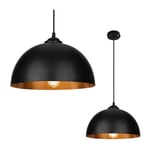 SWANEW 2x Suspension Luminaire Lampe suspendue Abat-jour sans ampoule Noir-Doré Lampe à suspendre industrielle