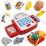 Kids Electronic Cash Register Toy Working Scan Till Play Food Shopping Basket