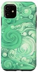 iPhone 11 Swirl Green Color Illustration Pattern Abstract Art Case