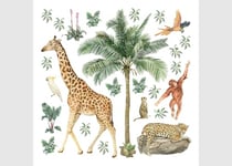 ADKS 3820 - Sticker mural pour chambre d'enfant - Motif jungle - Décoration jeune - 30 x 30 cm