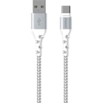 Energizer - Câble de Charge USB-C Tressé - Câble pour Chargeur Long - Haute Résistance - Blanc