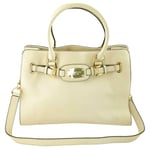 Michael Kors Ivory Handbag Medium Satchel Top Handle Off White Vanilla Hamilton