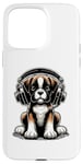 Coque pour iPhone 15 Pro Max Boxer Dog Casque audio pour chien Boxers