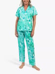 Cyberjammies Leona Floral Print Short Sleeve Pyjama Set, Aqua