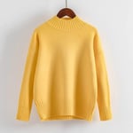 EIJFKNC women pullovers Winter women sweater ladies long sleeve knitted pullovers top femme pull tight shirts jumper,yellow,M