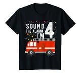 Youth Fire Truck 4th Birthday Boy 4 Year Old Firefighter T-Shirt