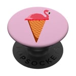 Glace Gaufrier Boule de glace Flamant rose PopSockets PopGrip Adhésif