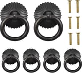 6pcs 30mm Poignee de Meuble Noir,Poignee Placard Vintage Poignee Tiroir en Alliage d'aluminium Tiroir Bague Poignée de Traction pour Cuisine Armoire Placard Commode