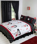 King Size Duvet Cover Set Betty Boop Superstar Black White Lips Hearts Dancing