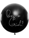 Svart Boy or Girl? Ballong med Rosa Konfetti 1 meter