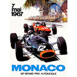 Wee Blue Coo Vintage Transport Monaco 25 Grand Prix Automobile 1967 Race Wall Art Print Mur Décor 30 x 41 cm