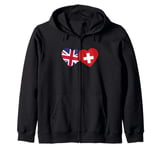 Swiss heritage UK Switzerland British Flag Swiss Flag Zip Hoodie