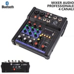 Mixeur Audio Professionnel DJ Console Portable 4 Canaux Bluetooth USB