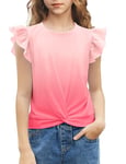 Arshiner Filles T-Shirts Manches Volantes Loisirs été T-Shirts Enfants Mode col Rond Coton Basique Manches Courtes T-Shirt Fille Tie Dye 1 130