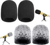 4Pcs Bonnette Micro Microphones Anti-Vent Mousse Micro Mousse Filtre Anti Pop Microphone Bonnette Fourrure Microphones À Main Artificielle Housse Pare-Br Anti Bruit Yeti, Yeti Pro Gris Noir