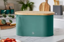 Swan Nordic Bread Bin with Wooden Lid  SWKA17512GREN  in Green