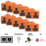 10 x Heavy Duty High Impact Extension Lead Trailing Socket End DOUBLE 2 Gang 13A