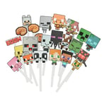 Minecraft Photo Props Pack - Officially Licensed Featuring Creeper, Zombie, Axolotyl Alex and Steve, 58 Props and 40 Sticks, Birthday Party Photo Booth Supplies and Decorations for Gamers | Paladone