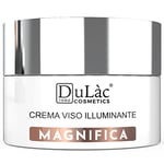 Crème Hydratante Visage et Illuminatrice pour Femme Dulàc MAGNIFICA riche en Acide Hyaluronique, Vitamine C, Acide Alpha Lipoïque, Rhatany et Raisins Rouges, Ingrédients Antioxydants et Hydratants