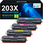 203X Cartouche De Toner Pour Hp 203X 203A Cf540X Pour Color Laserjet Pro Mfp M281Fdw M281Fdn M280Nw M254Dw M254Nw Cf540X Cf541X Cf542X Cf543X (Noir Cyan Magenta Jaune, Pack De 4)[DYJ070110]