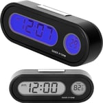 Start - 2pcs Car Clocks And Temperature With Fahrenheit Blue Backlight 2 In 1