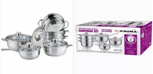 6PC COOKWARE + STEAMER SET STAINLESS STEEL SAUCEPAN PAN POT KITCHEN COOK SAUCE