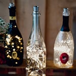 Hellum chaîne lumineuse pour bouteilles de vin avec minuterie, blanc chaud, mini guirlande led à pile (AA) pour bouteilles, chaîne pour bouteilles de vin, décoration de table, Noël 522822