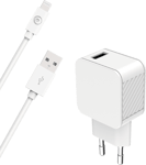 Chargeur maison 2.4A IC Smart + Câble USB A/Lightning Blanc - 100% Plastique recyclé Bigben - Neuf