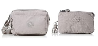 Kipling Abanu M, sac Femme, Gris, 9x24x17 cm + Creativity S, Pouches/Cases Femme, Gris, 4x14.5x9.5 cm