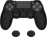 Protection Manette Pour Ps4,Coque Manette Pour Ps4 Pro,Coque En Silicone Pour Ps4 Slim,Housse Manette Ergonomique Avec Capuchon Joystick Pour Ps4-Noir(Guardian Edition)