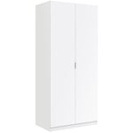 Pegane - Armoire avec 2 portes coloris blanc - 180 x 81 x 52 cm