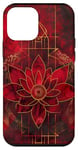 Coque pour iPhone 12 mini Rouge Art Déco Géométrique Zen Fleur de Lotus Spirituelle Nouveauté