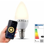 B.k.licht - ampoule connectée led E14, 5,5W, 470Lm, blanc chaud 2.700K, dimmable, commande vocale par App, iOS & Android, Smartphone contrôle par WiFi