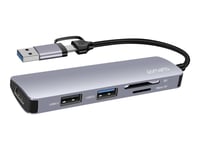 4Smarts 5In1 Hub - Dockningsstation - För Smartmobil, Surfplatta, Laptop - Usb-C / Usb-A - 5 Platser - Usb 2.0, Usb 3.0