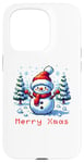 iPhone 15 Pro 8-Bit Pixel Art Style Snowman Winter Xmas Scene Case