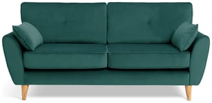 Habitat Iris Velvet 3 Seater Sofa - Teal