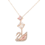 Swarovski Rose Gold & Pink Necklace Dazzling Swan Ladies Jewellery - NEW GENUINE