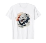 fierce anime asian dragon in clouds sunset japanese art T-Shirt