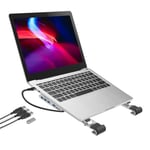 Properav Portable Aluminium Laptop Stand with Integrated 100W PD USB-C Charging Hub inc 4 x USA-A Ports for Dell, Toshiba, HP, Samsung, MacBook, Lenovo