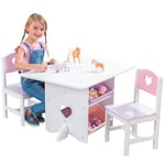 KidKraft Coeur Ensemble Table Enfant et 2 Chaises en Bois avec 4 Bacs de Rangement, Meuble de Rangement, Chambre Enfant, 26913