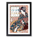 Big Box Art Lady Playing an Instrument by Yashima Gakutei Framed Wall Art Picture Print Ready to Hang, Black A2 (62 x 45 cm)