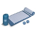 Umbro Tapis Acupression - Tapis Champ de Fleurs - Acupression pour la Detente - Tapis de Massage avec Balle a Picot - Tapis Fleur Contre les Mal de Dos - 6,3x42x71 cm - Bleu