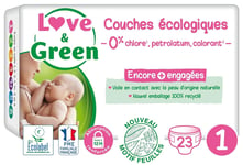 Love & Green - Couches Bébé Saines et Ecologiques - Taille 1 2-5 kg - 23 couc...