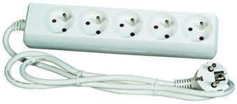 Voltman DIO013031 Bloc 5 prises 2P + T cordon 1,5 m 10 / 16A, Blanc