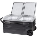 Rovin Dual Zone Portable Fridge/Freezer with Wheels 75L 12/24V DC 230V AC Solar Ready