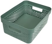 Curver Infinity 11L 100% Recycled Storage Basket - Multi-Use, Stackable and Nesting - 35.5 x 26.7 x 13.7 cm - Green